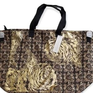 Soft Surroundings womens carry all tote glydan gold black straps bag NWT OS